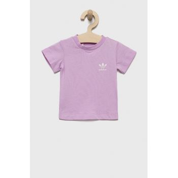 adidas Originals tricou de bumbac pentru copii culoarea violet ieftin