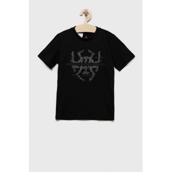 adidas Performance tricou de bumbac pentru copii culoarea negru, cu imprimeu