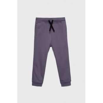 Sisley pantaloni de trening din bumbac pentru copii culoarea violet, neted de firma originali