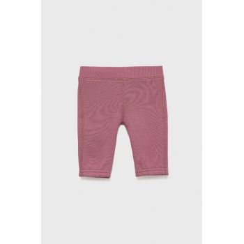 United Colors of Benetton pantaloni de trening din bumbac pentru copii culoarea violet, cu imprimeu de firma originali