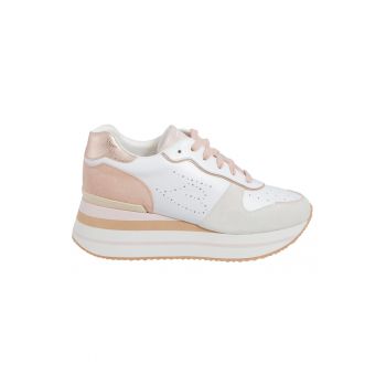 Pantofi sport wedge de piele intoarsa si piele ecologica