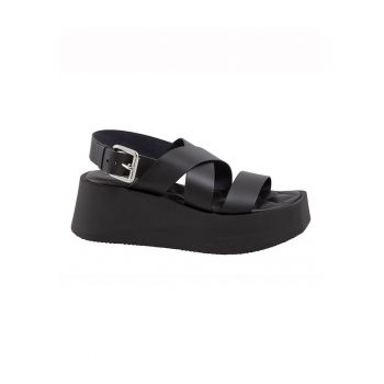 Sandale wedge de piele