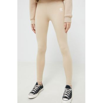 adidas Originals colanti femei, culoarea bej, neted