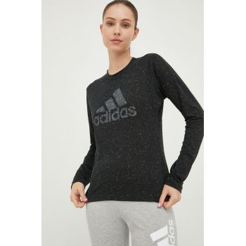 adidas Performance longsleeve femei, culoarea negru