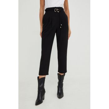 Answear Lab pantaloni femei, culoarea negru, drept, high waist