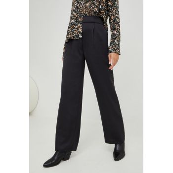 Answear Lab pantaloni femei, culoarea negru, drept, high waist