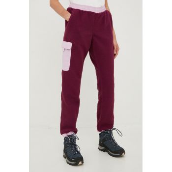 Columbia pantaloni de trening femei, culoarea bordo, neted