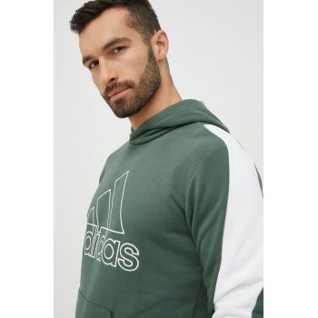 adidas Performance bluza barbati, culoarea verde, cu imprimeu