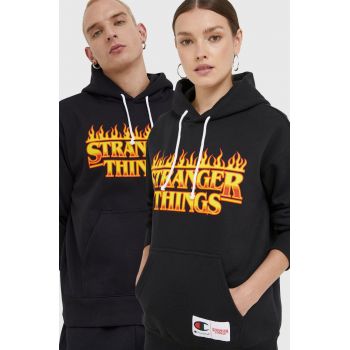 Champion bluza Xstranger Things culoarea negru, cu imprimeu ieftin