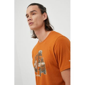 Columbia tricou sport culoarea portocaliu, cu imprimeu