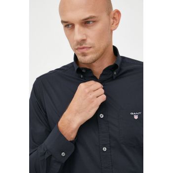 Gant camasa barbati, culoarea negru, cu guler button-down, regular de firma originala