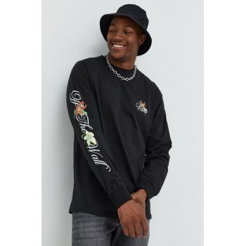 Vans longsleeve din bumbac culoarea negru, cu imprimeu