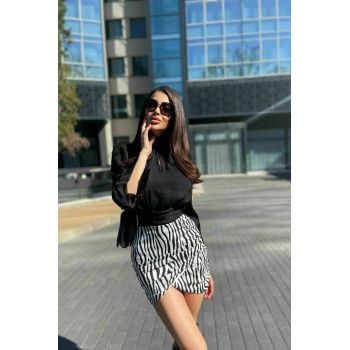 Fusta de Dama Mini din Satin, Petrecuta, Zebra