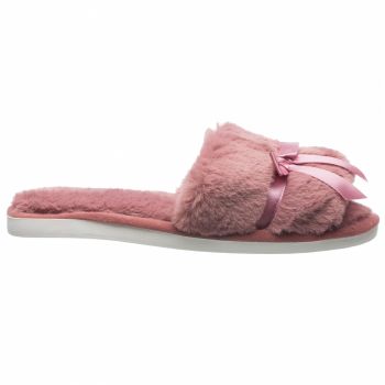 Papuci de casa roz cu panglica si funda