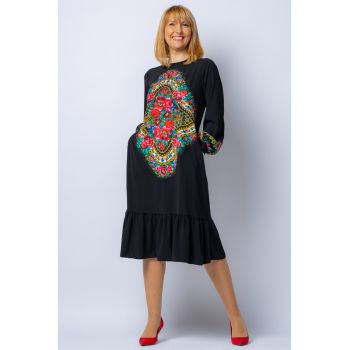 Rochie neagra lunga cu aplicatii gipsy