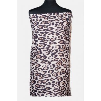 Esarfa cashmere imprimeu animal print pe fond bej