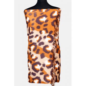 Esarfa cashmere model animal print cu nuante de caramiziu si bej