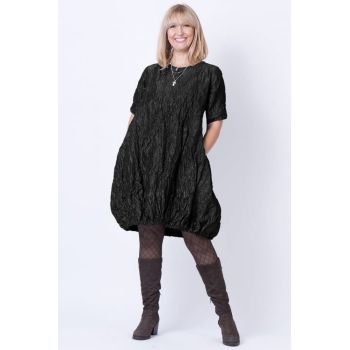 Rochie midi gogosar din tafta cu memorie neagra