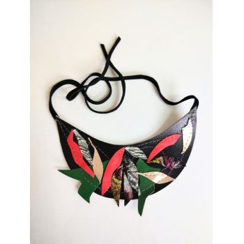 Colier multicolor din piele naturala