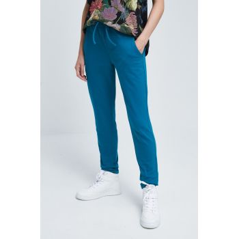 Medicine pantaloni de trening femei, culoarea turcoaz, modelator