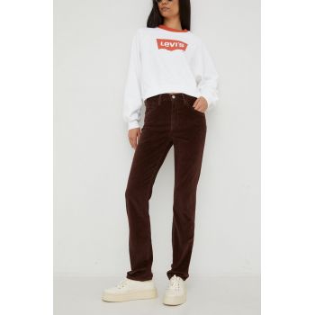 Levi's pantaloni 724 High Rise Straight femei, culoarea maro, drept, high waist