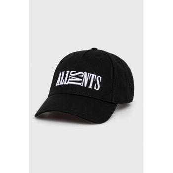 AllSaints șapcă din bumbac culoarea negru, cu imprimeu de firma originala