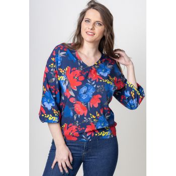 Bluza din vascoza cu imprimeu floral