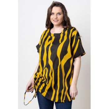Bluza lunga pentru colanti, din bumbac, galben-negru