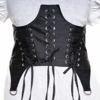 Centura corset lata 20 cm din material textil cu trei randuri de sireturi si capse argintii, elastic lat la spate de firma originala