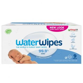 Servetele umede Biodegradabile Water Wipes, 9 pachete x 60 buc, 540 buc