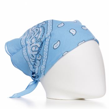 Bandana tip batic patrat cu imprimeu alb pe fond bleu