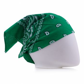 Bandana tip batic patrat cu imprimeu alb pe verde