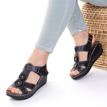 Sandale piele ecologica negre Costelia