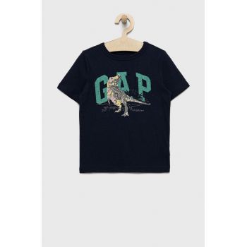 GAP tricou de bumbac pentru copii culoarea albastru marin, cu imprimeu