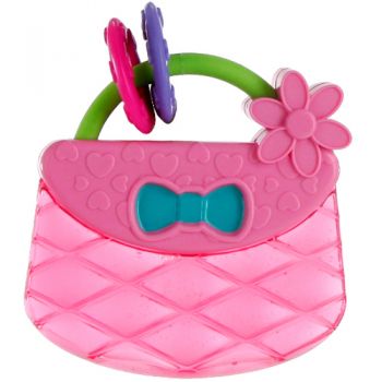 Jucarie de Dentitie Bright Starts Pretty in Pink Carry and Teethe Purse