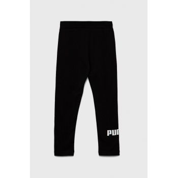 Puma leggins copii culoarea negru, cu imprimeu de firma originali