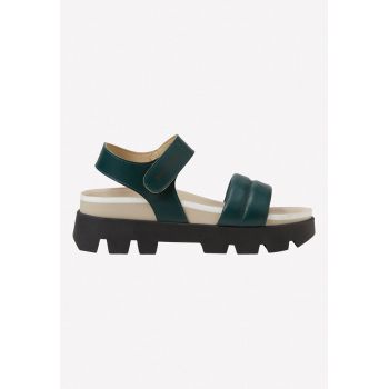 Sandale de piele cu velcro si logo Sandale de piele cu velcro si logo