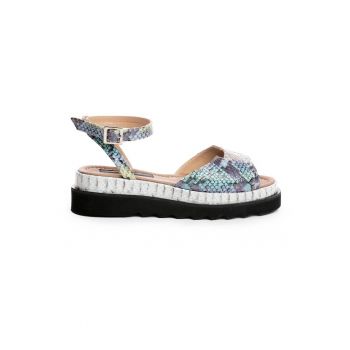 Sandale wedge de piele cu imprimeu piele de sarpe Brooklyn Sandale wedge de piele cu imprimeu piele de sarpe Brooklyn