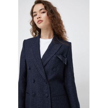 Emporio Armani sacou din lana culoarea albastru marin, un singur rand de nasturi, modelator