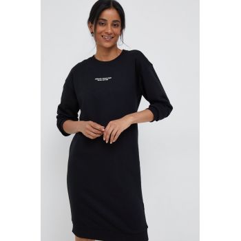 Armani Exchange rochie culoarea negru, midi, drept ieftina