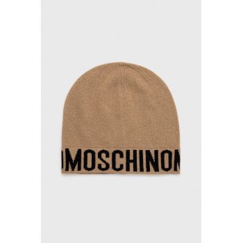 Moschino caciula de lana culoarea bej, de lana, din tesatura neteda de firma originala