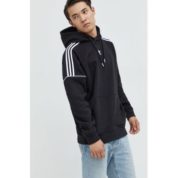 adidas Originals hanorac de bumbac bărbați, culoarea negru, cu imprimeu HK7309-BLACK ieftin