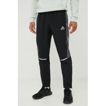 adidas Performance pantaloni de trening barbati, culoarea negru, cu imprimeu