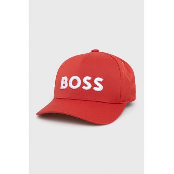 BOSS șapcă culoarea rosu, cu imprimeu de firma originala