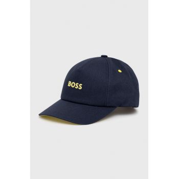BOSS șapcă din bumbac Boss Casual culoarea albastru marin, cu imprimeu de firma originala