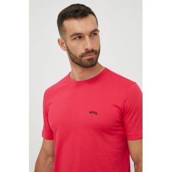 BOSS tricou din bumbac Boss Athleisure culoarea roz, neted