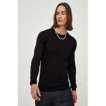 Bruuns Bazaar pulover de lana barbati, culoarea negru, light