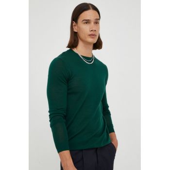 Bruuns Bazaar pulover de lana barbati, culoarea verde, light