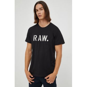 G-Star Raw tricou din bumbac culoarea alb, cu imprimeu