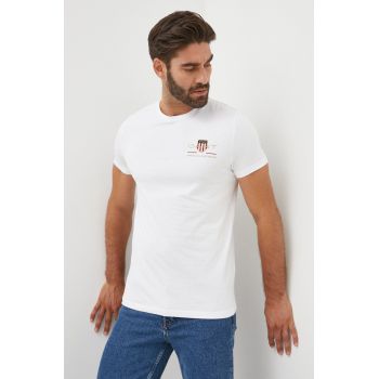 Gant tricou din bumbac culoarea alb, cu imprimeu